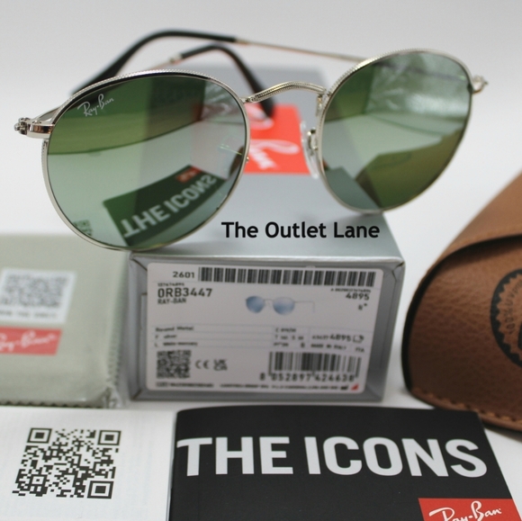 Model Display RayBan Round Metal Silver Mirror RB3447 Reflective - Picture 1 of 16